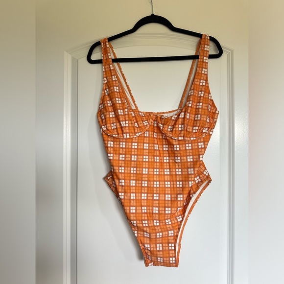 Faithfull the Brand Other - Faithfull the brand one piece swimsuit orange plaid underwire